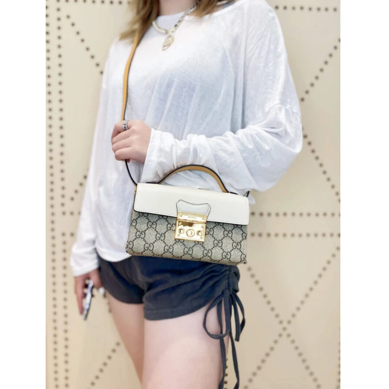 Replica bag <span styl Gucci Padlock Mini Bag White