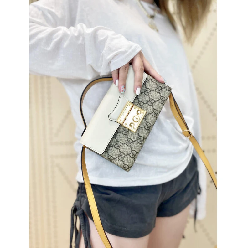 Replica bag <span styl Gucci Padlock Mini Bag White