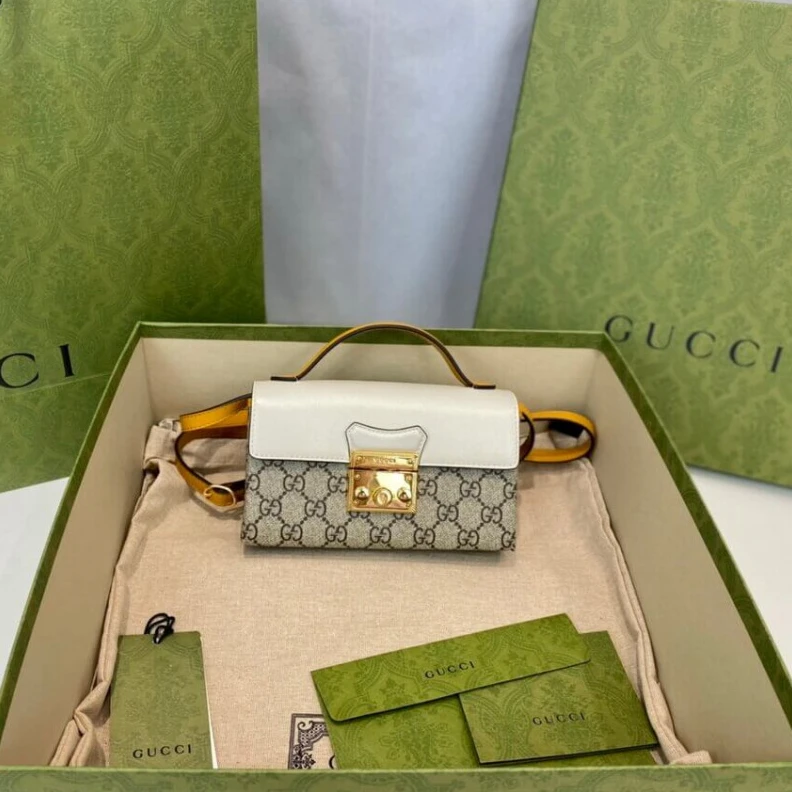 Replica bag <span styl Gucci Padlock Mini Bag White