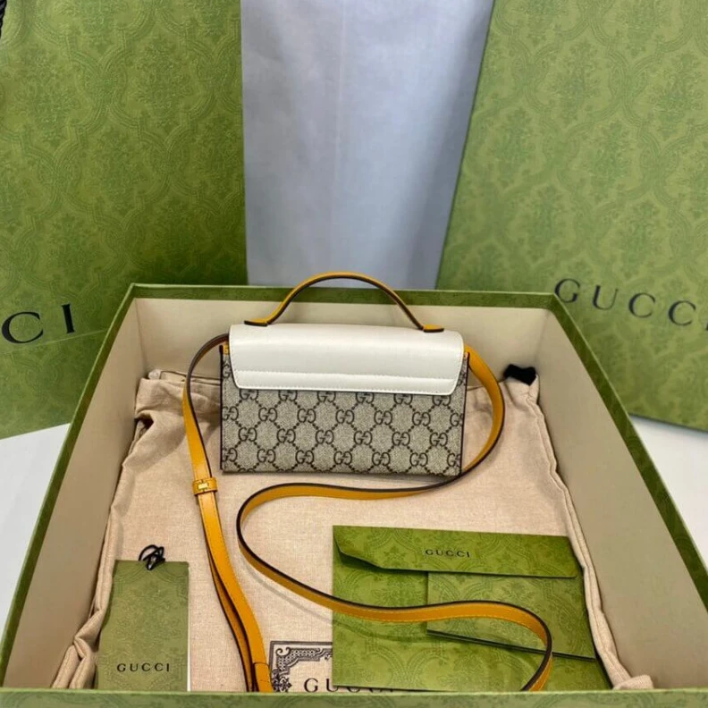 Replica bag <span styl Gucci Padlock Mini Bag White