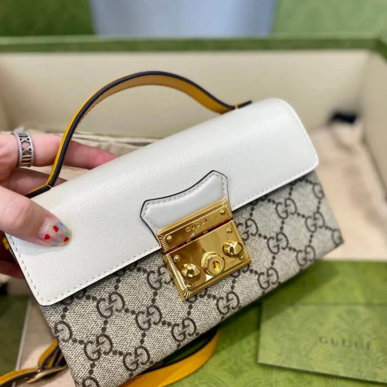Replica bag <span styl Gucci Padlock Mini Bag White