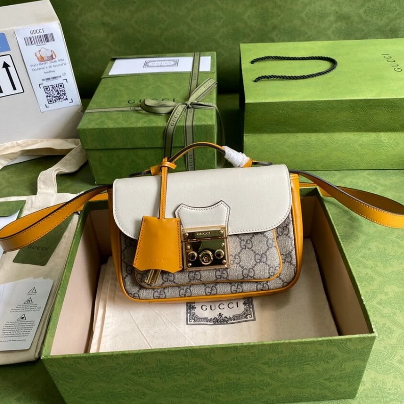 Lv belts replica Key with Gucci Padlock Mini Bag White
