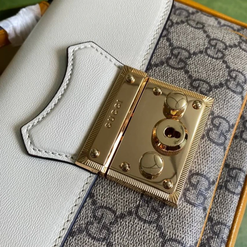 Lv belts replica Key with Gucci Padlock Mini Bag White