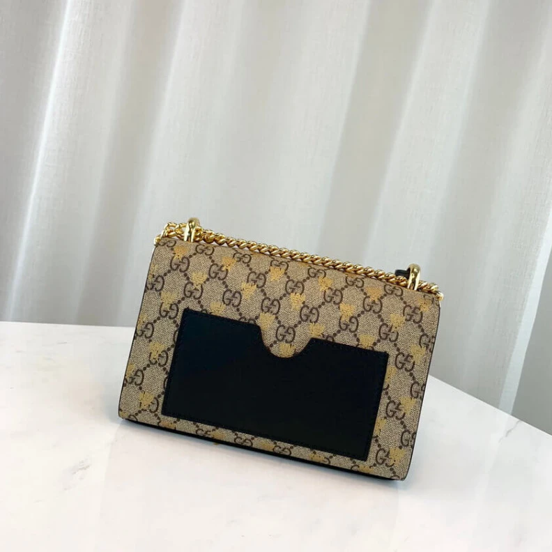 Replica bags Black lea Gucci Padlock Small GG Bees Shoulder Bag