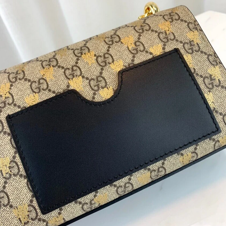 Replica bags Black lea Gucci Padlock Small GG Bees Shoulder Bag