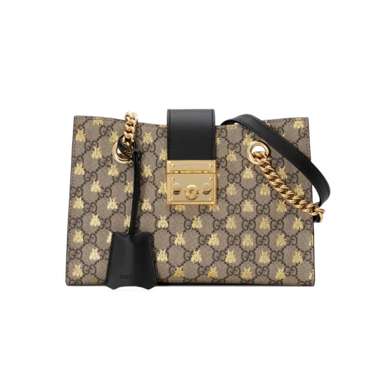 26 x 18 x Gucci Padlock Small GG Bees Shoulder Bag