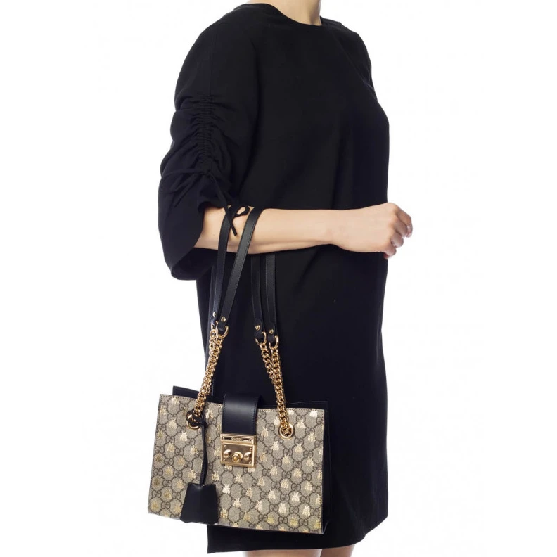 Replica bags 26 x 18 x Gucci Padlock Small GG Bees Shoulder Bag
