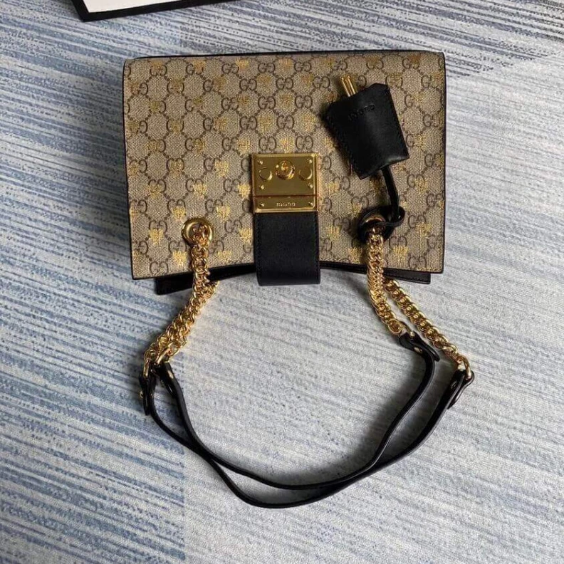 Replica bags 26 x 18 x Gucci Padlock Small GG Bees Shoulder Bag