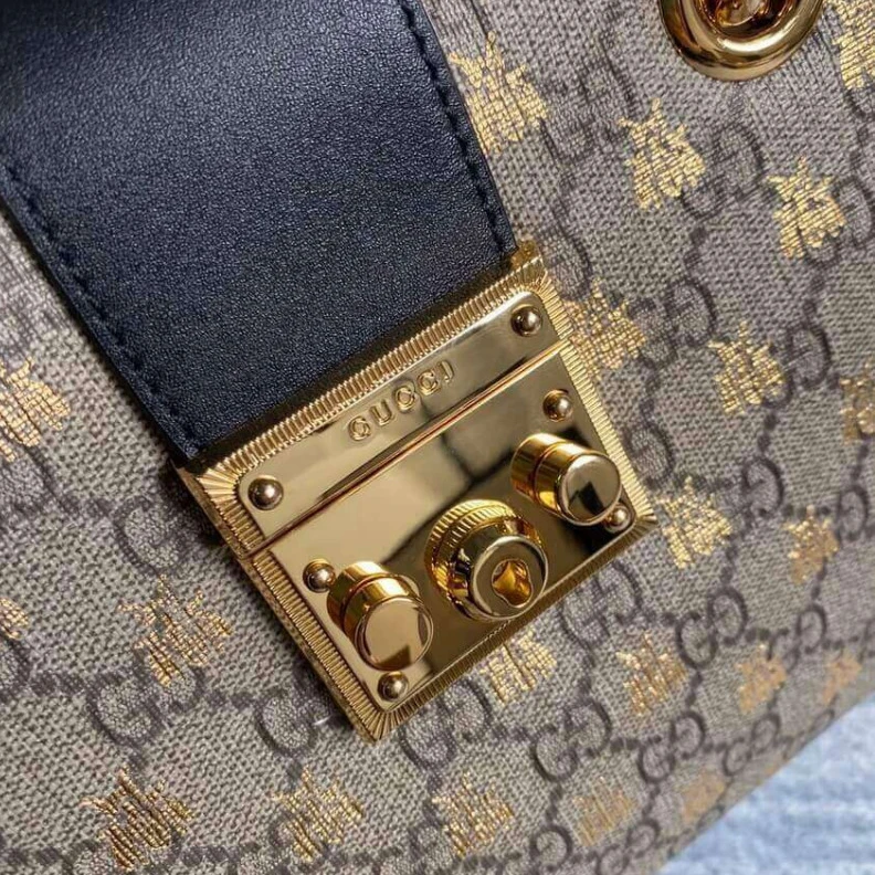Replica bags 26 x 18 x Gucci Padlock Small GG Bees Shoulder Bag