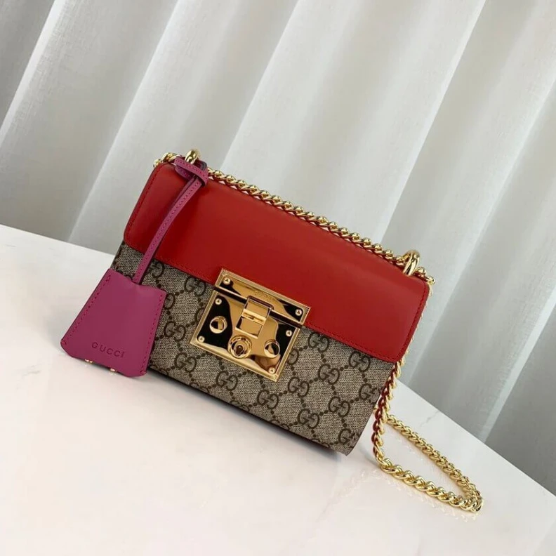Replica bags lv A small st Gucci Padlock Small GG Shoulder Bag Red