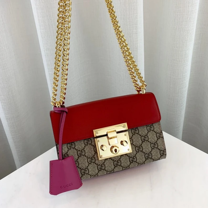 Replica bags lv A small st Gucci Padlock Small GG Shoulder Bag Red