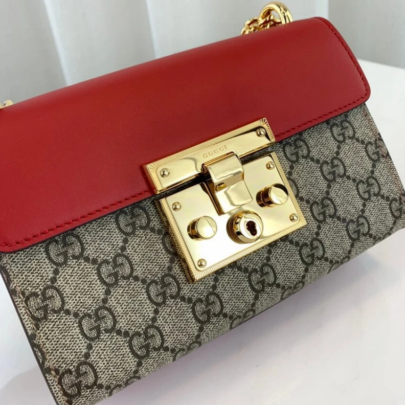 Replica bags lv A small st Gucci Padlock Small GG Shoulder Bag Red