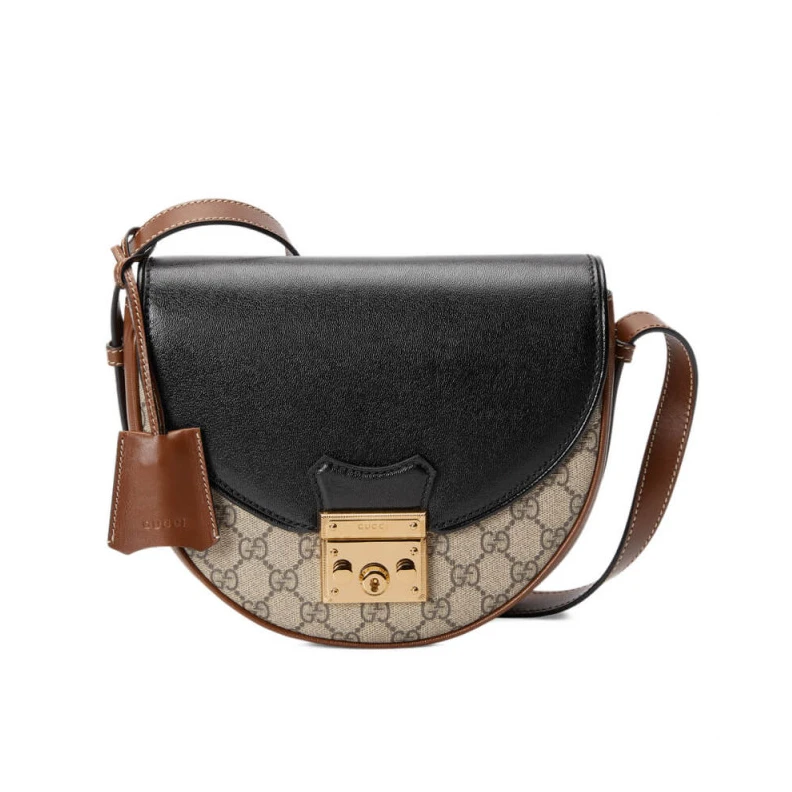 Beige and Gucci Padlock Small Shoulder Bag Black