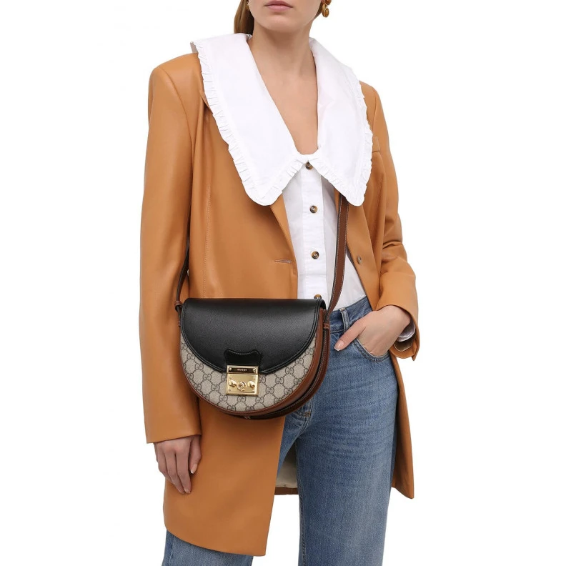 Louis vuitton locations Beige and Gucci Padlock Small Shoulder Bag Black