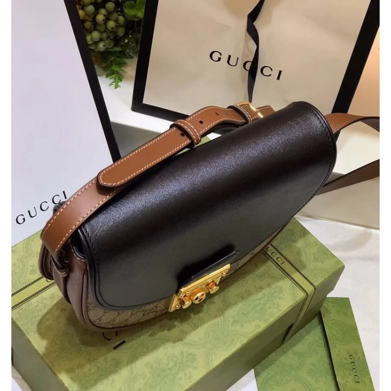 Louis vuitton locations Beige and Gucci Padlock Small Shoulder Bag Black