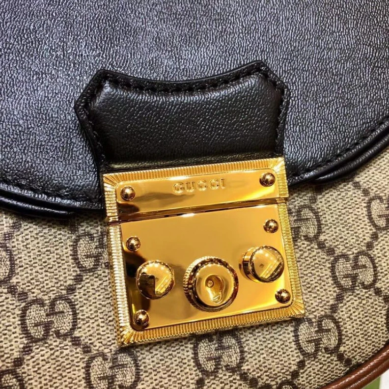Louis vuitton locations Beige and Gucci Padlock Small Shoulder Bag Black