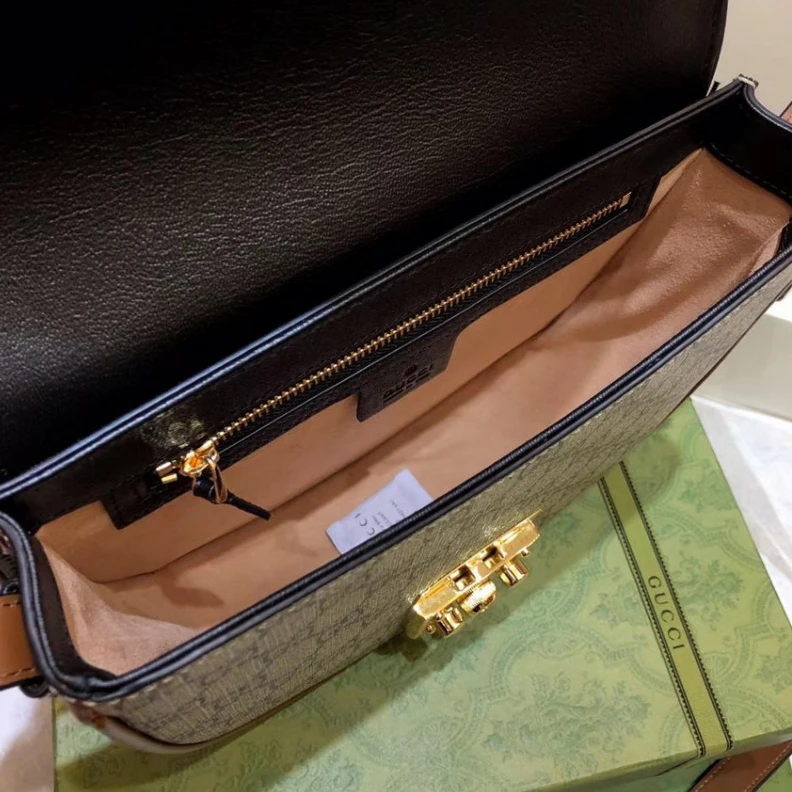 Louis vuitton locations Beige and Gucci Padlock Small Shoulder Bag Black