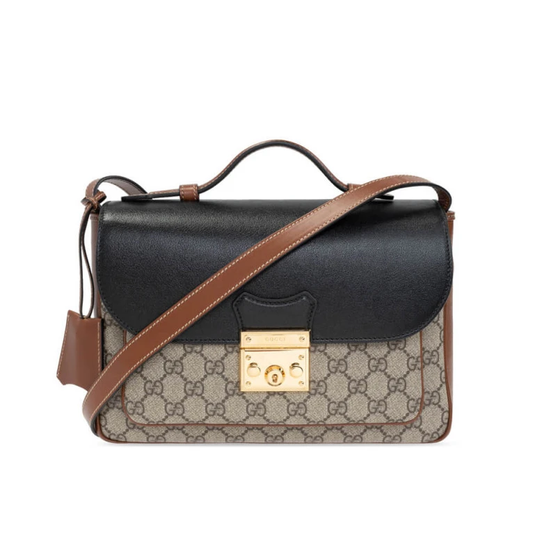 Goldtoned Gucci Padlock Small Shoulder Bag Black