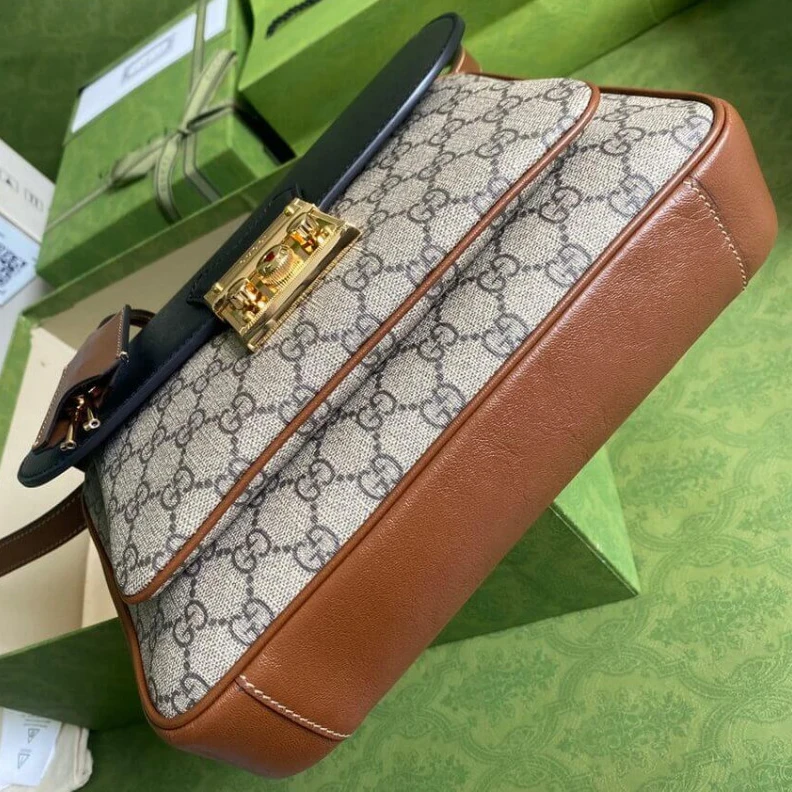 Top lv Goldtoned Gucci Padlock Small Shoulder Bag Black