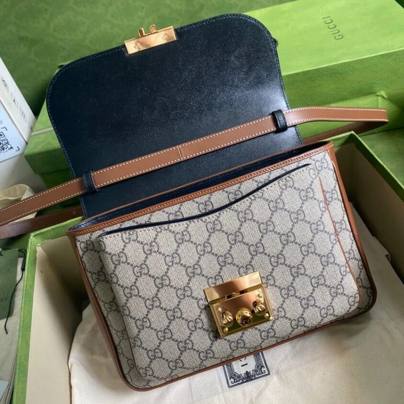 Top lv Goldtoned Gucci Padlock Small Shoulder Bag Black
