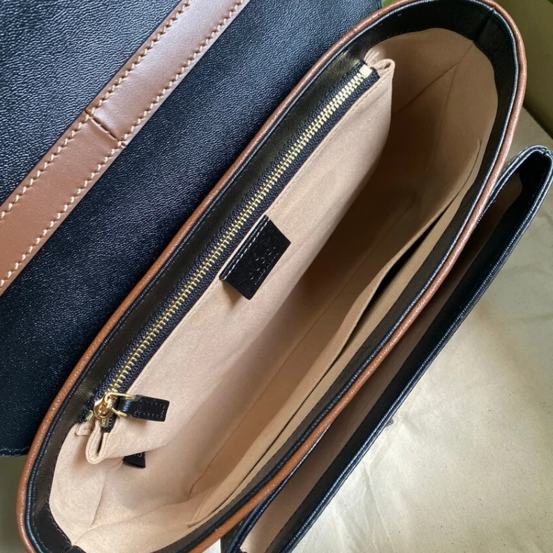 Top lv Goldtoned Gucci Padlock Small Shoulder Bag Black