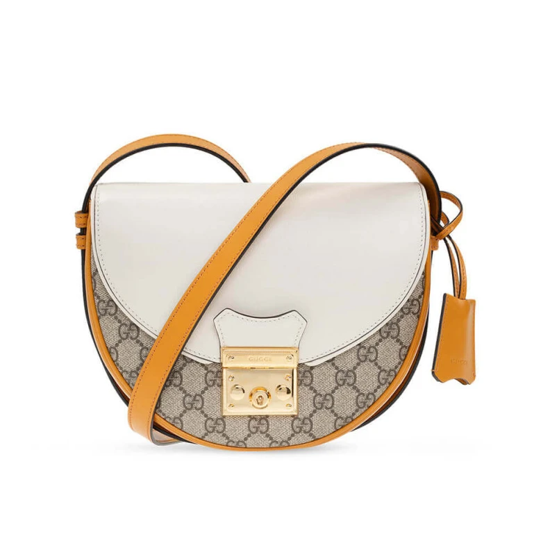 Beige and Gucci Padlock Small Shoulder Bag White