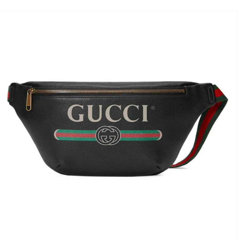 Inspired b Gucci Print Leather Belt Bag Black