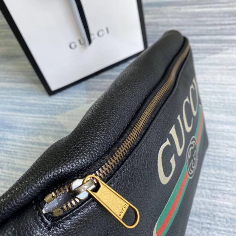 Kitlife ru Inspired b Gucci Print Leather Belt Bag Black