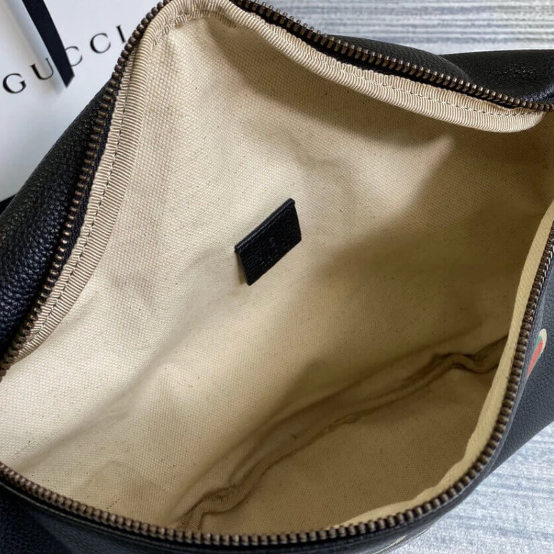 Kitlife ru Inspired b Gucci Print Leather Belt Bag Black