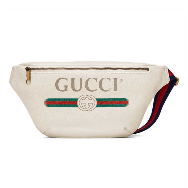 W28cm x H Gucci Print Leather Belt Bag White