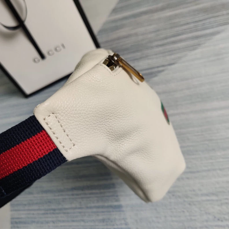 Kitlife W28cm x H Gucci Print Leather Belt Bag White