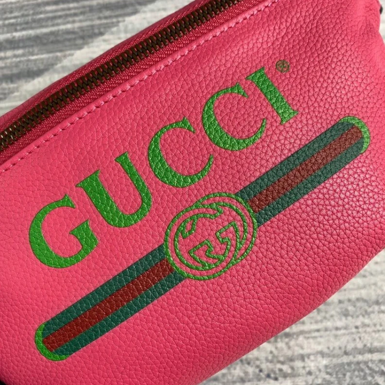 Top lv Brass har Gucci Print Small Belt Bag Waist Body Rose Red
