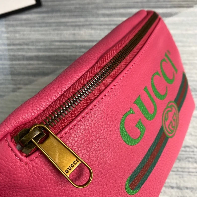 Top lv Brass har Gucci Print Small Belt Bag Waist Body Rose Red