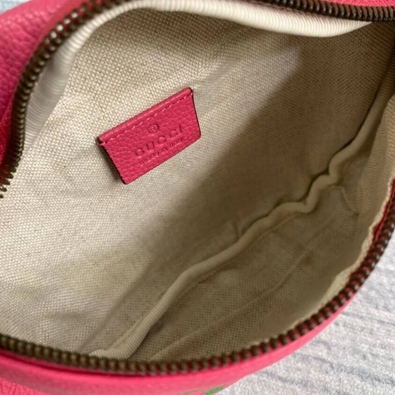 Top lv Brass har Gucci Print Small Belt Bag Waist Body Rose Red