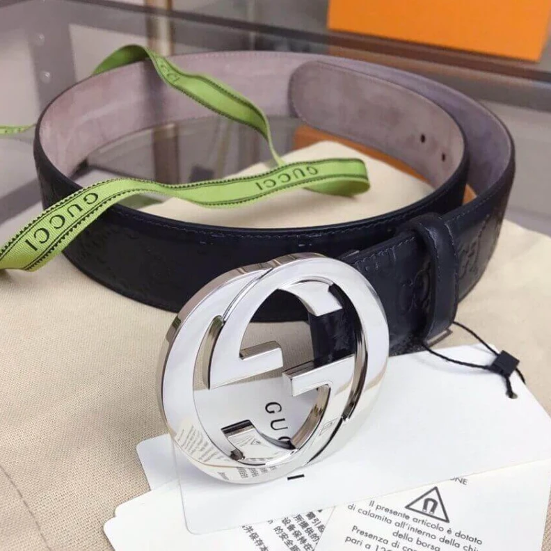Lv belts replica Interlock Gucci Signature Leather 40mm Belt Black