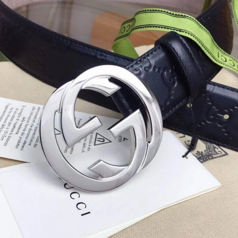 Lv belts replica Interlock Gucci Signature Leather 40mm Belt Black