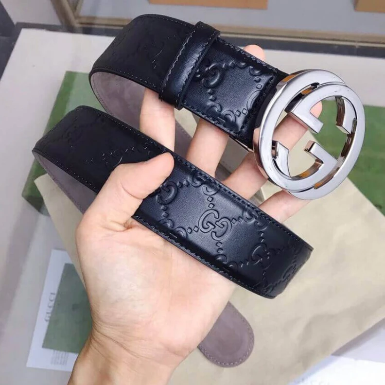Lv belts replica Interlock Gucci Signature Leather 40mm Belt Black