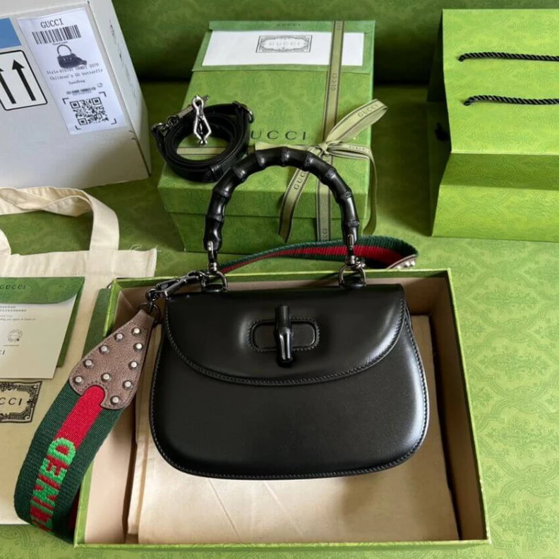 Replica bags Gucci Small Top Handle Bag with Bamboo Black