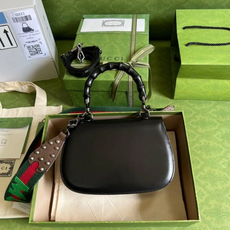 Replica bags Gucci Small Top Handle Bag with Bamboo Black