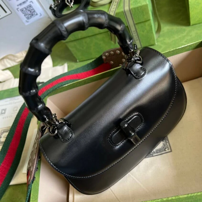 Replica bags Gucci Small Top Handle Bag with Bamboo Black
