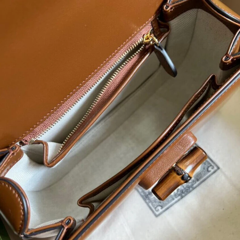 Top lv Gucci Small Top Handle Bag with Bamboo Cuir