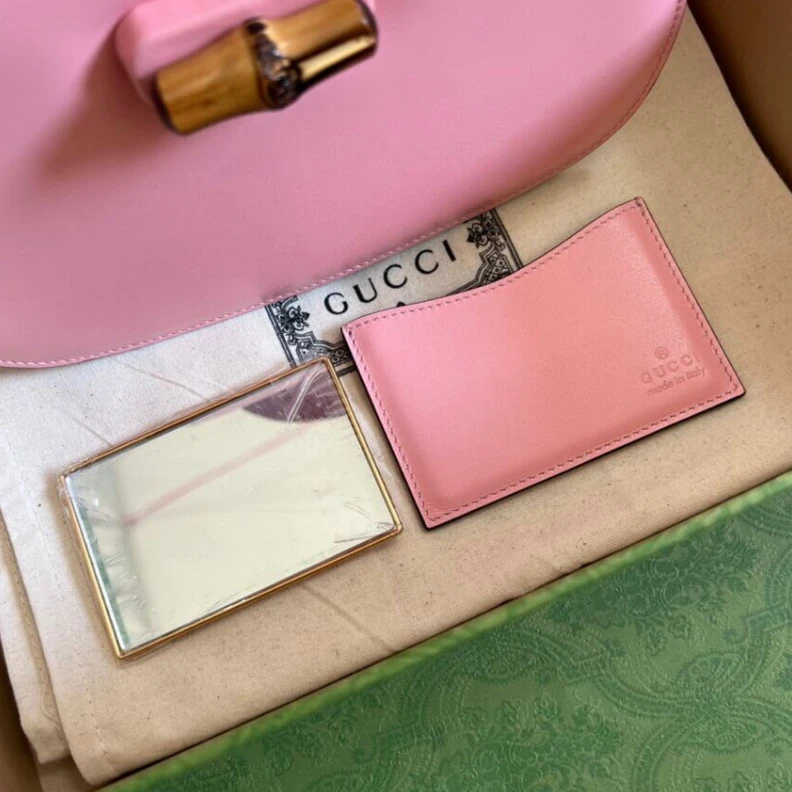 Replica bag Web strap Gucci Small Top Handle Bag with Bamboo Pink