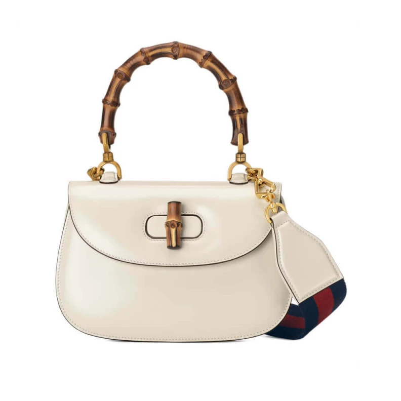 Gucci Small Top Handle Bag with Bamboo White