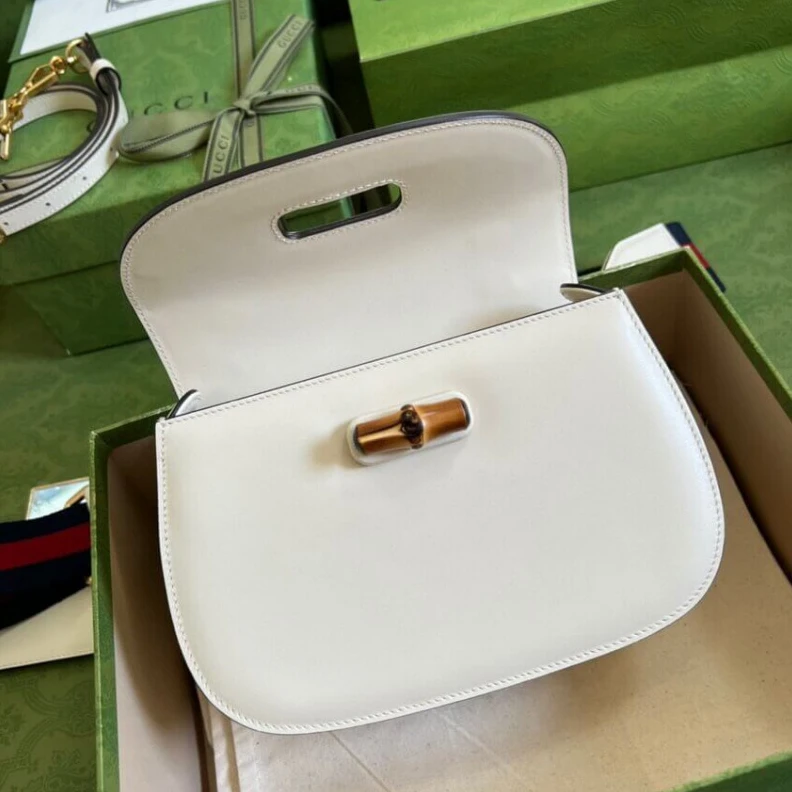 Replica bags Gucci Small Top Handle Bag with Bamboo White