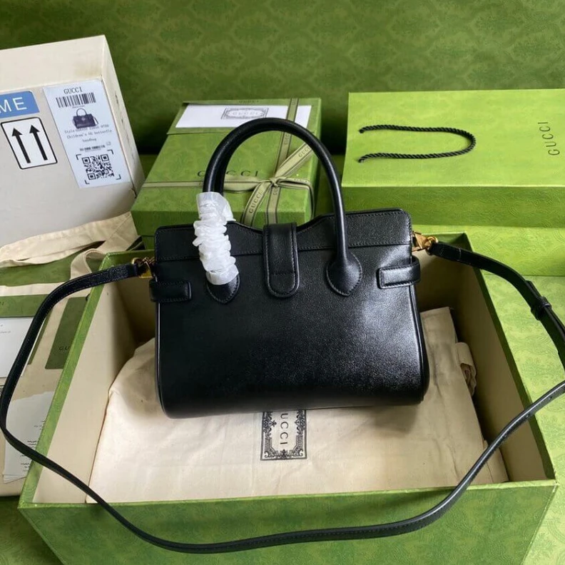 Louis vuitton locations Double G Gucci Small Top Handle Bag with Double G in Black Leather