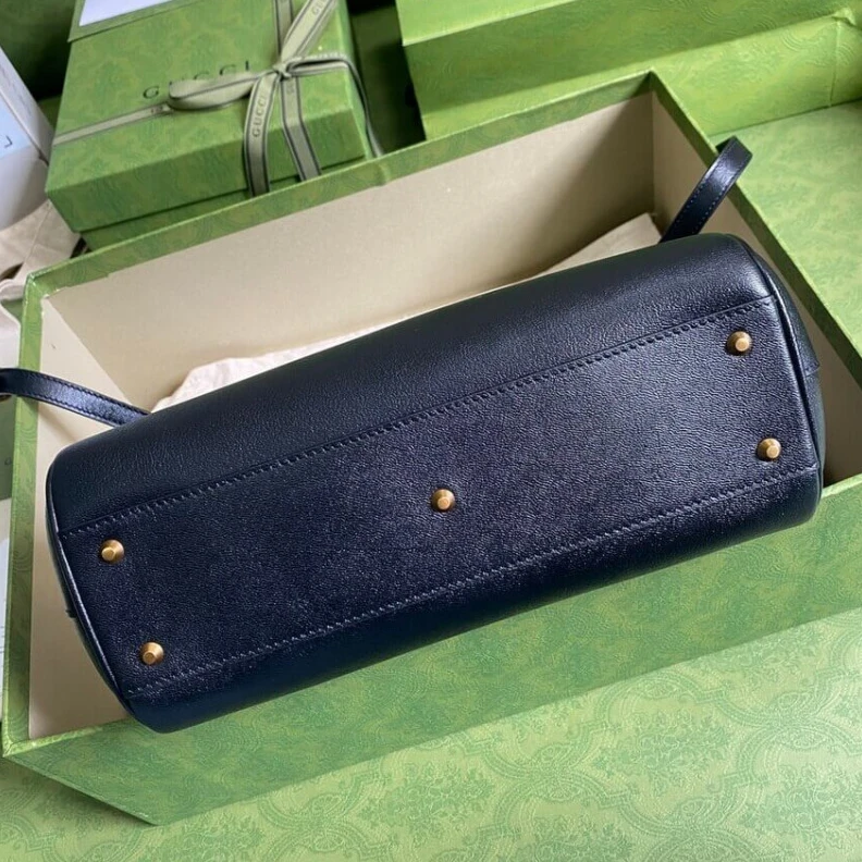 Louis vuitton locations Double G Gucci Small Top Handle Bag with Double G in Black Leather
