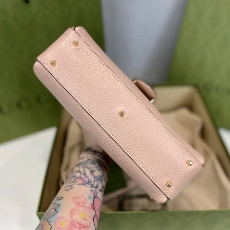 Replica bags lv Top Handl Gucci Soft Pink Leather Interlocking GG Clasp Convertible Bag