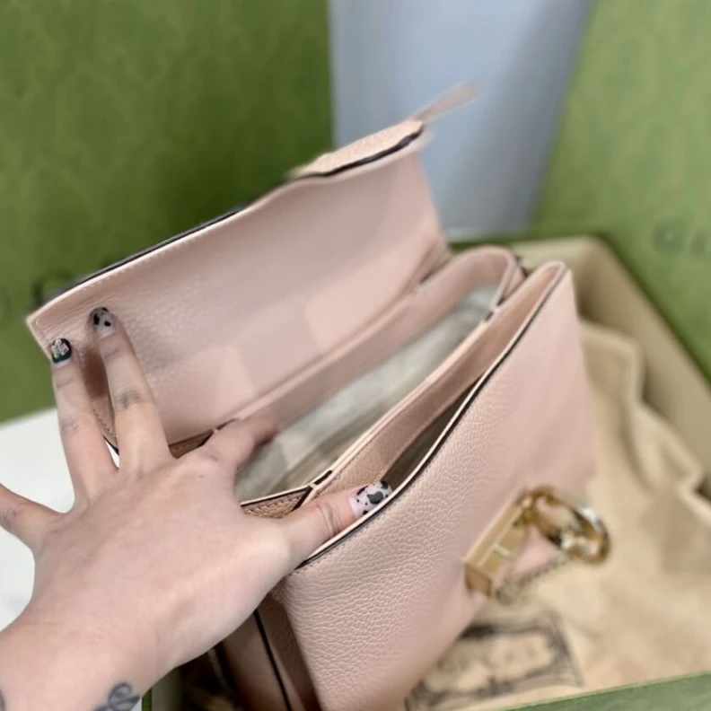 Replica bags lv Top Handl Gucci Soft Pink Leather Interlocking GG Clasp Convertible Bag