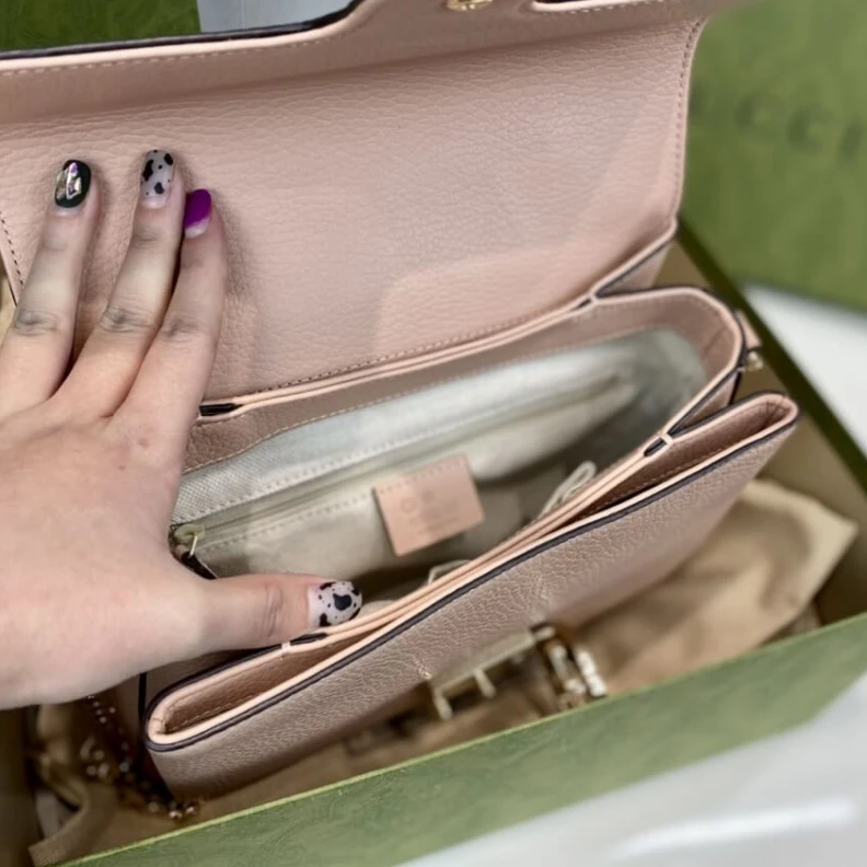 Replica bags lv Top Handl Gucci Soft Pink Leather Interlocking GG Clasp Convertible Bag
