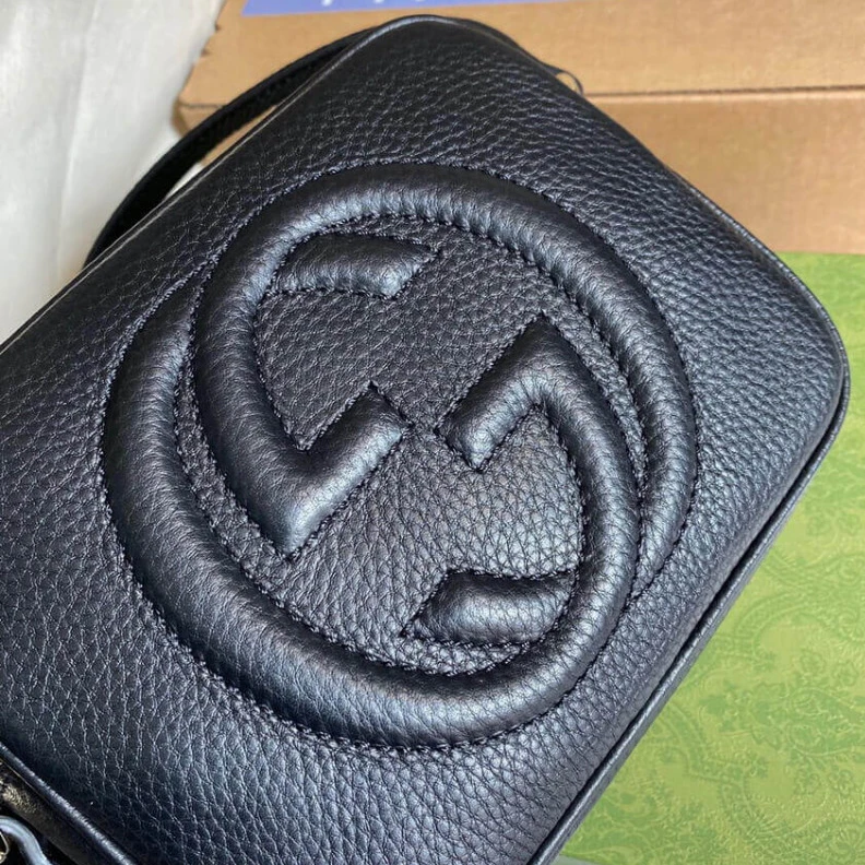 Replica bag Embossed Gucci Soho Small Leather Disco Bag Black